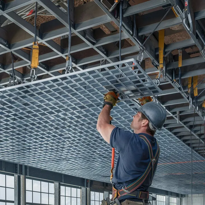 Metal grid suspended ceiling installation